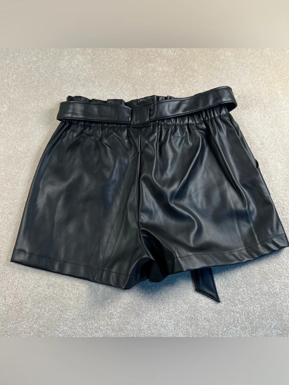 Faux Leather Shorts Black Belted Ci Sono Women's Medium Bikercore Push64 New
